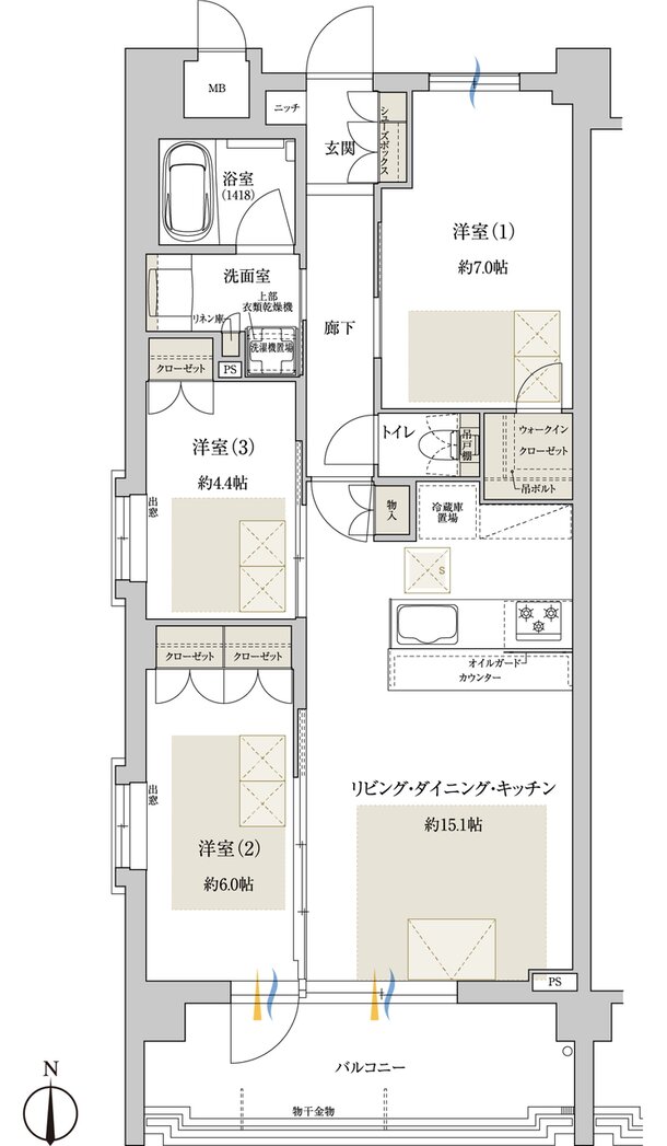 ドルチェヴィータ名古屋則武 間取り D type
