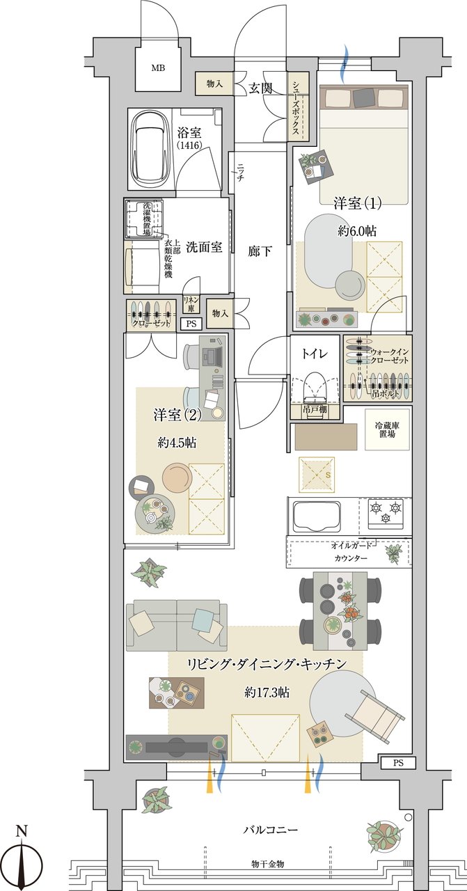 ドルチェヴィータ名古屋則武 間取り E2 type
