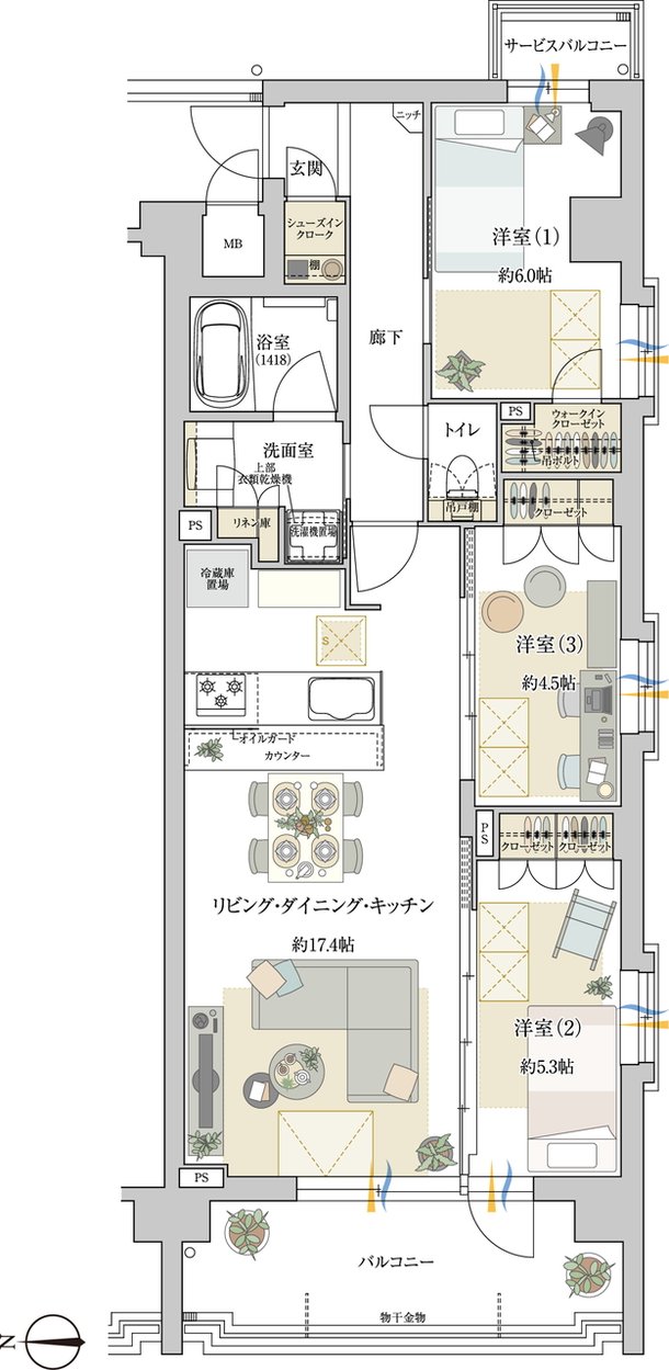 ドルチェヴィータ名古屋則武 間取り A type