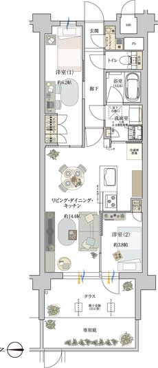ドルチェヴィータ名古屋則武 間取り B2g type