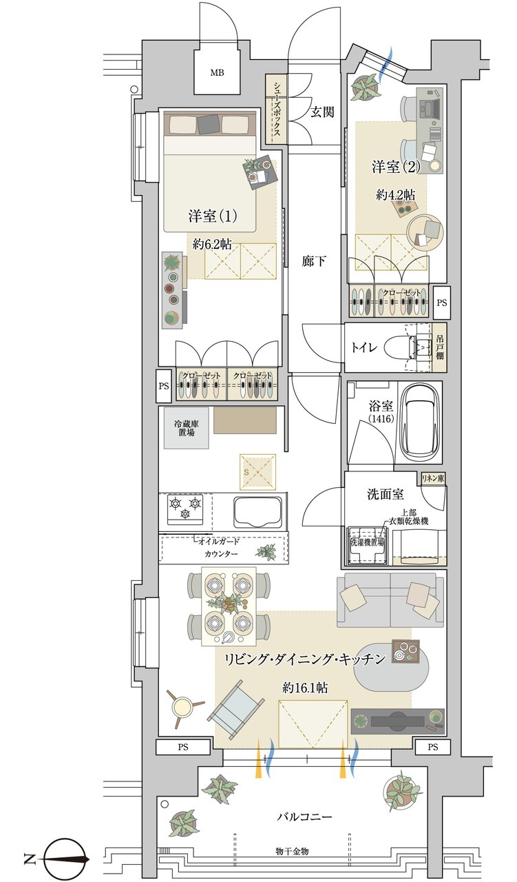 ドルチェヴィータ名古屋則武 間取り H type