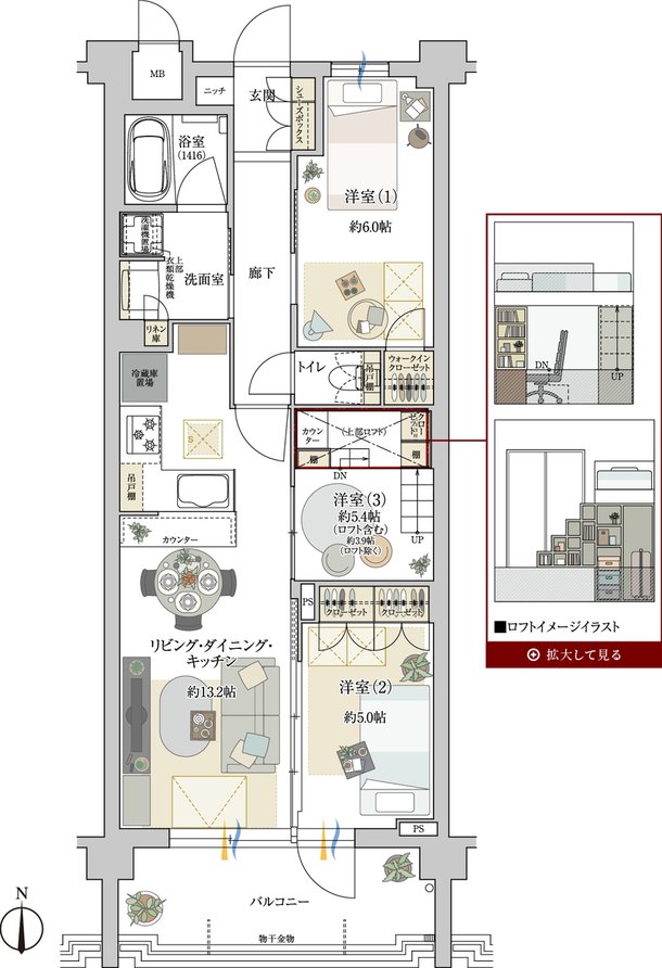 ドルチェヴィータ名古屋則武 間取り E1 type