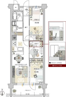 ドルチェヴィータ名古屋則武 間取り E1 type