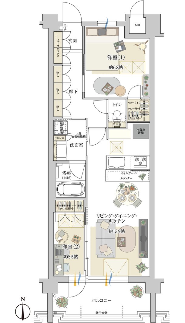 ドルチェヴィータ名古屋則武 間取り F type