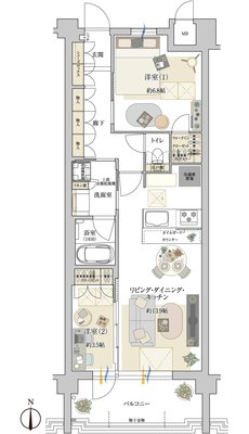 ドルチェヴィータ名古屋則武 間取り F type