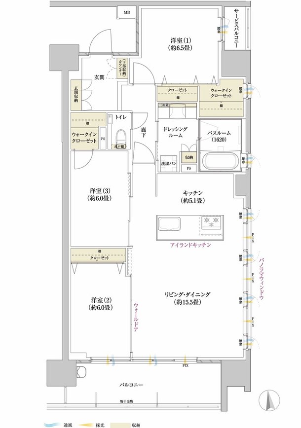 サーパス栗林公園ミッドグラン 間取り Cタイプ