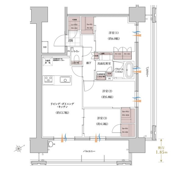 アトラス熊本呉服町 間取り Eタイプ