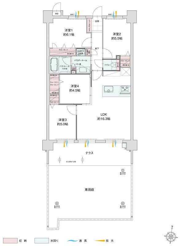 グランフォーレ長府侍町 間取り D1タイプ