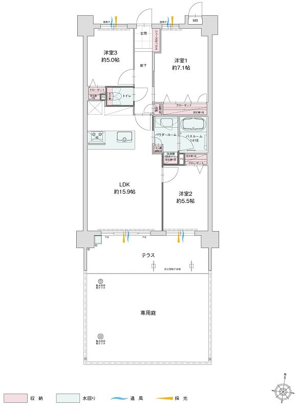 グランフォーレ長府侍町 間取り E1タイプ