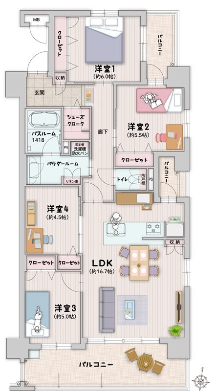 グランフォーレ長府侍町 間取り Gタイプ