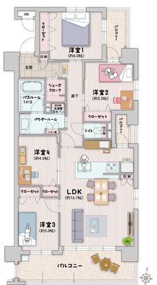 グランフォーレ長府侍町 間取り Gタイプ