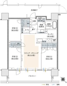 プラウドタワー相模大野クロス 間取り J2-TYPE