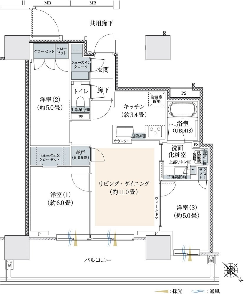 プラウドタワー相模大野クロス 間取り K-TYPE