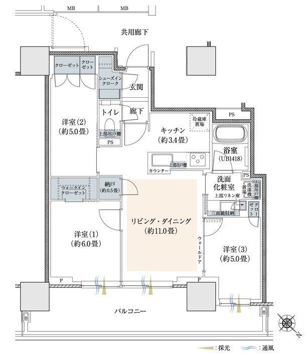 プラウドタワー相模大野クロス 間取り K-TYPE