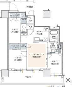 プラウドタワー相模大野クロス 間取り K-TYPE