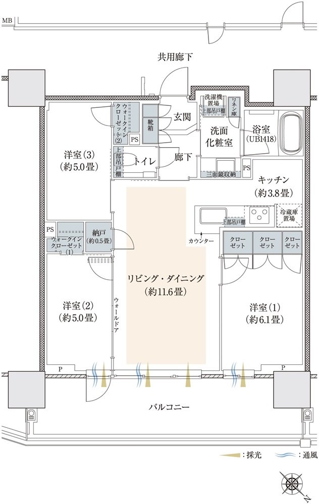 プラウドタワー相模大野クロス 間取り J1-TYPE