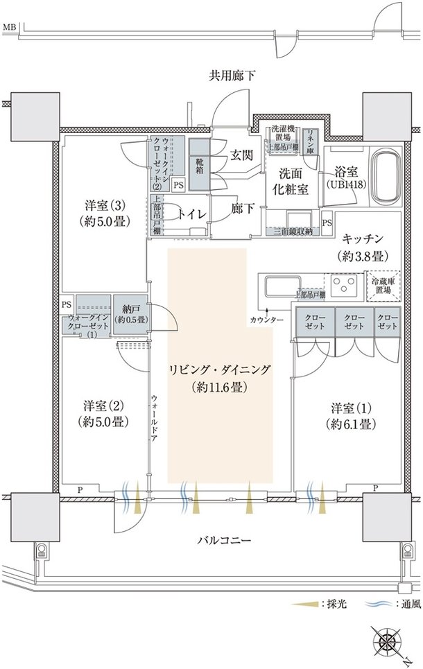 プラウドタワー相模大野クロス 間取り J1-TYPE