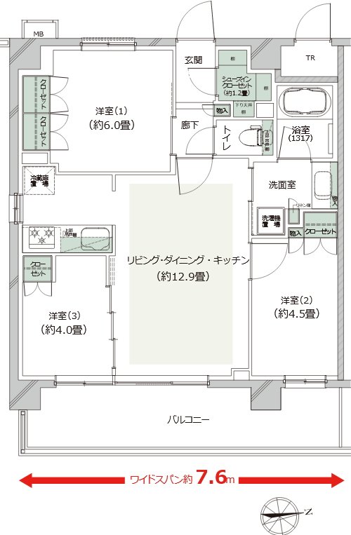 クレストフォルム湘南鵠沼 間取り M type