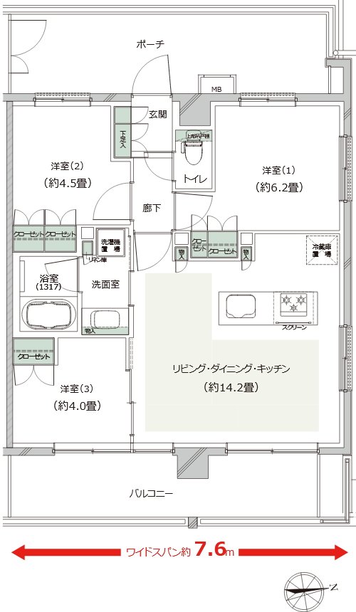 クレストフォルム湘南鵠沼 間取り N type