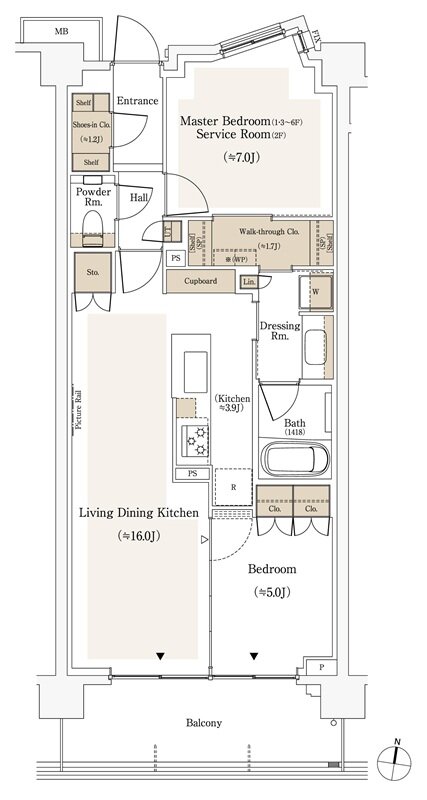 パークシティ高田馬場 間取り Ss64Cタイプ