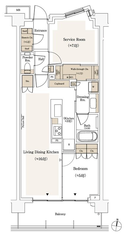 パークシティ高田馬場 間取り Ss64Cタイプ