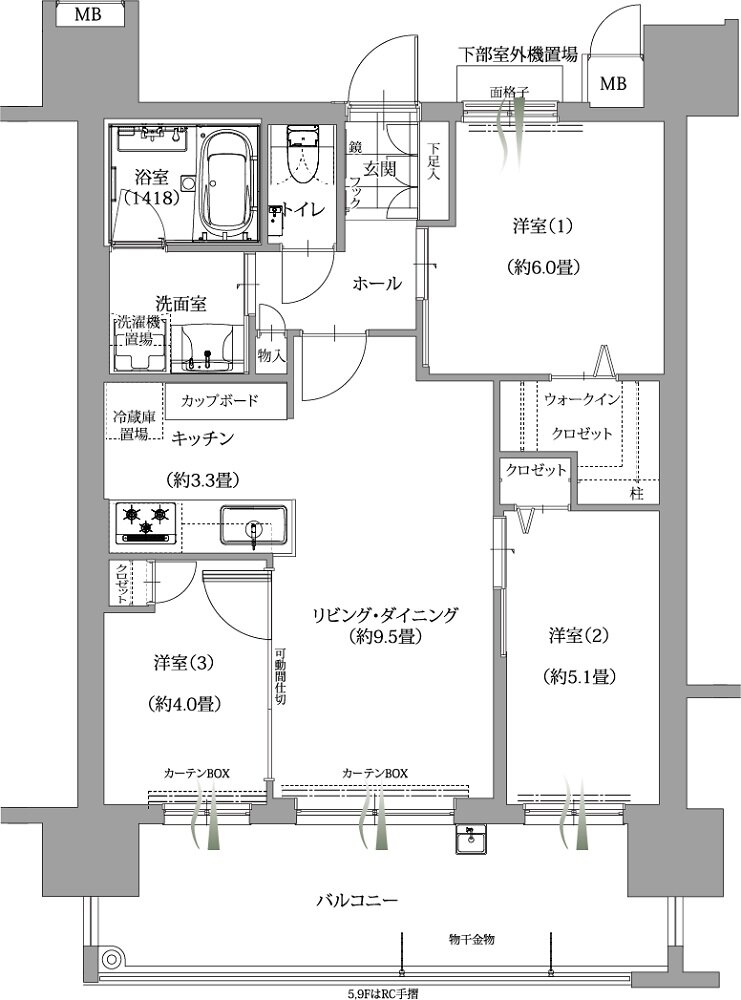 エンクレストガーデン福岡 間取り B3 type［B棟］