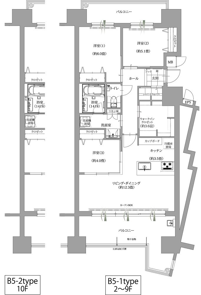 エンクレストガーデン福岡 間取り B5-1 type［B棟］