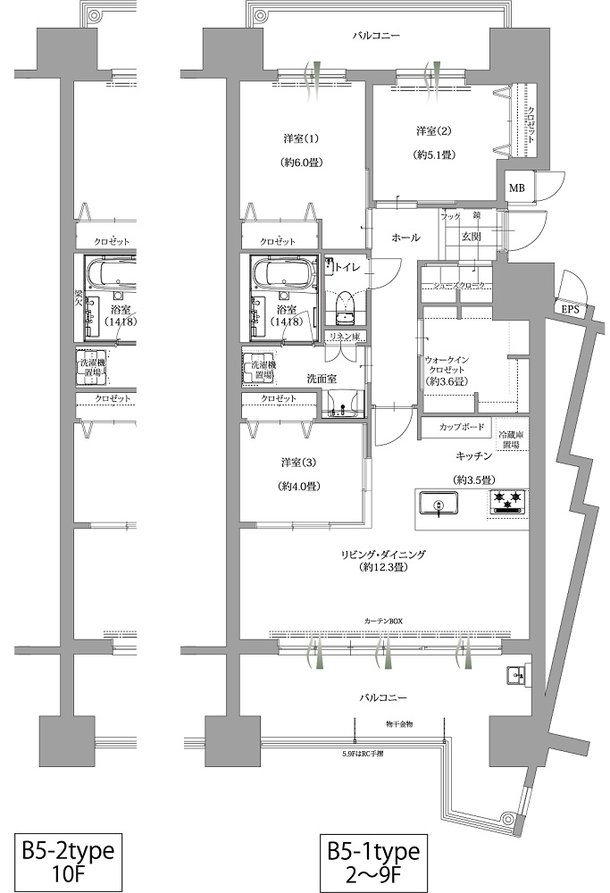 エンクレストガーデン福岡 間取り B5-1 type［B棟］