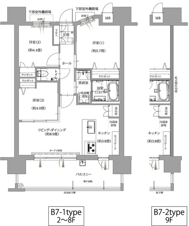 エンクレストガーデン福岡 間取り B7-1 type［B棟］