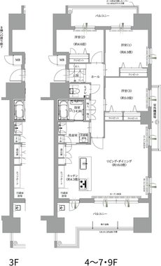エンクレストガーデン福岡 間取り B7[C棟][menu][3～7・9F]