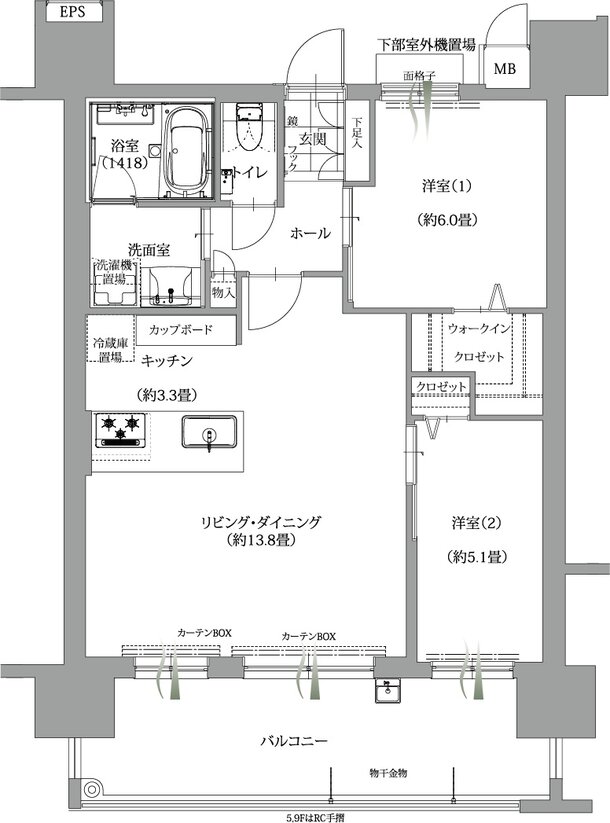 エンクレストガーデン福岡 間取り B3 type［menu］