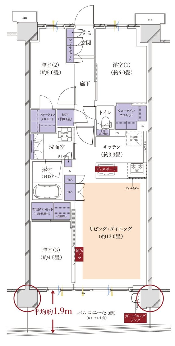 メイツ船橋行田公園 間取り D TYPE