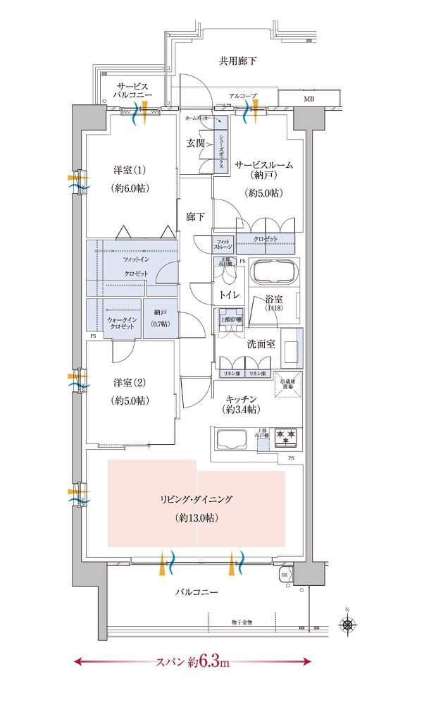 京都円町GRAND PLACE(グランプレイス) 間取り A type【角住戸】