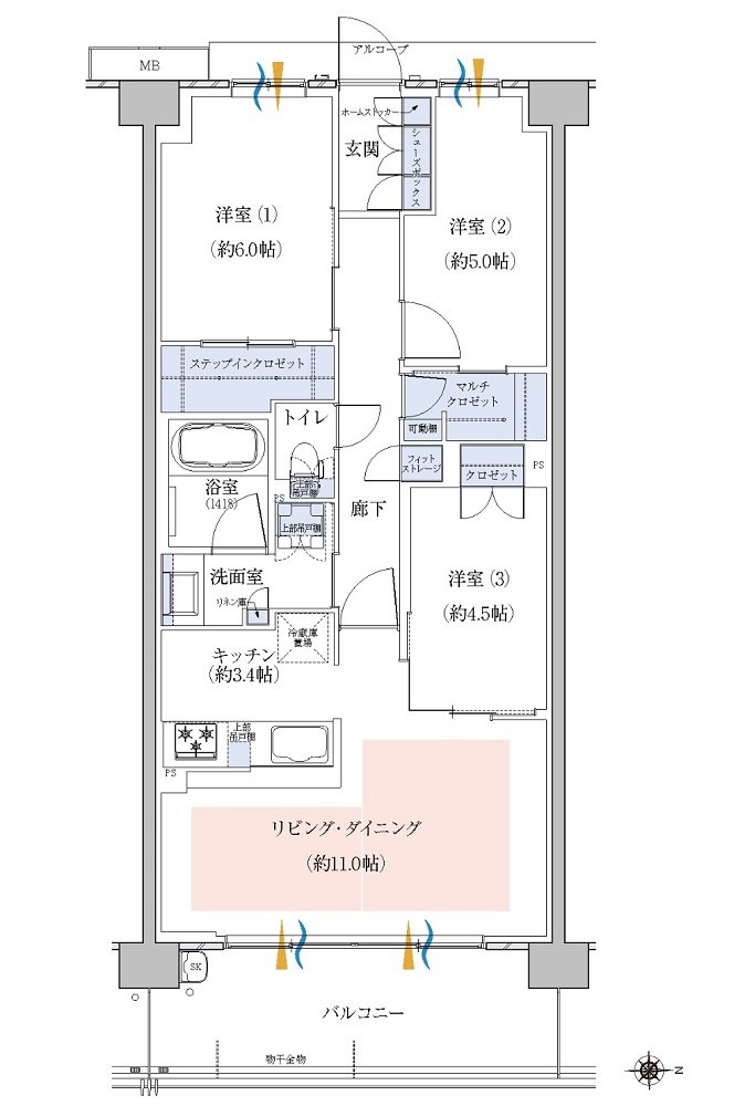 京都円町GRAND PLACE（グランプレイス） 間取り G1 TYPE