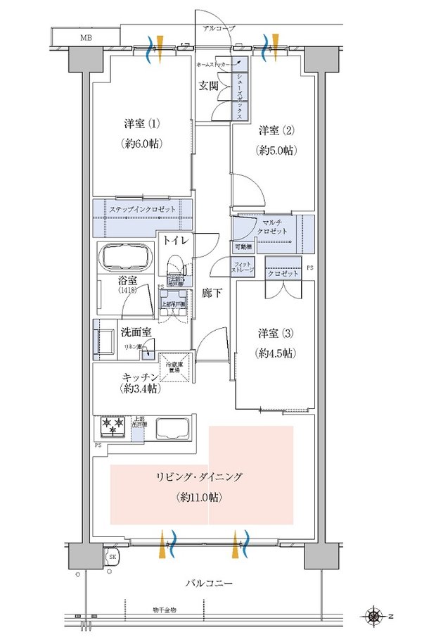 京都円町GRAND PLACE（グランプレイス） 間取り G1 TYPE