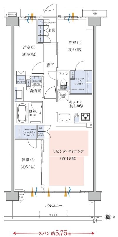 京都円町GRAND PLACE（グランプレイス） 間取り F2 type