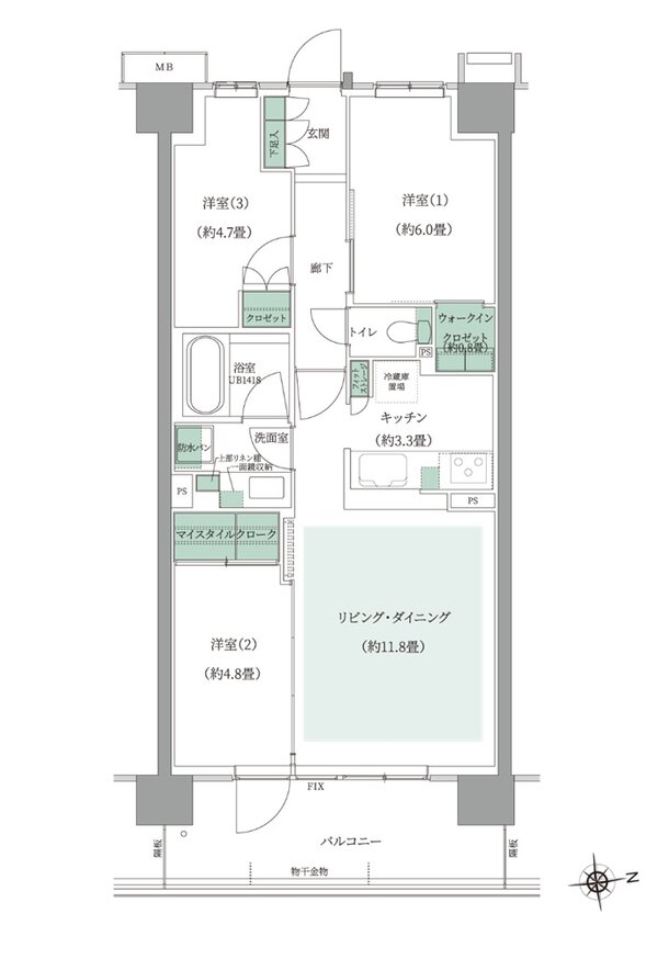ルネ花小金井ザ・レジデンス 間取り O2タイプ