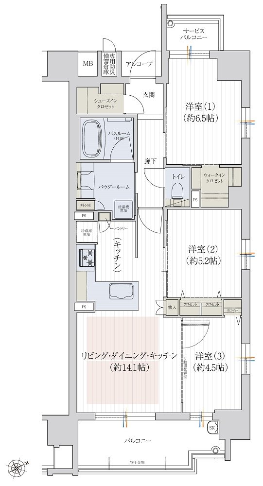 プレサンス ロジェ 観音本町リバービスタ 間取り Dタイプ