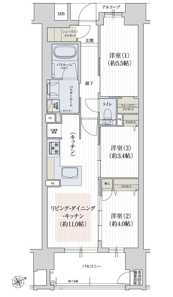 プレサンス ロジェ 観音本町リバービスタ 間取り Cタイプ