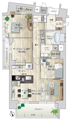 プレサンス ロジェ 観音本町リバービスタ 間取り Aタイプ（メニュー1）