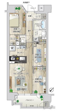 プレサンス ロジェ 観音本町リバービスタ 間取り Bタイプ