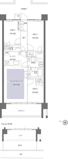 レーベン鶴岡 GRAN MARK TERRACE 間取り ACgタイプ