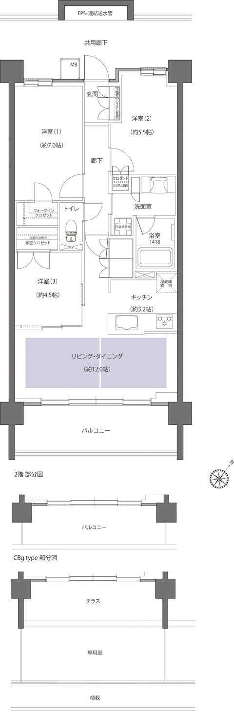 レーベン鶴岡 GRAN MARK TERRACE 間取り CB・CBgタイプ