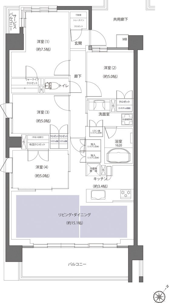 レーベン鶴岡 GRAN MARK TERRACE 間取り BAタイプ