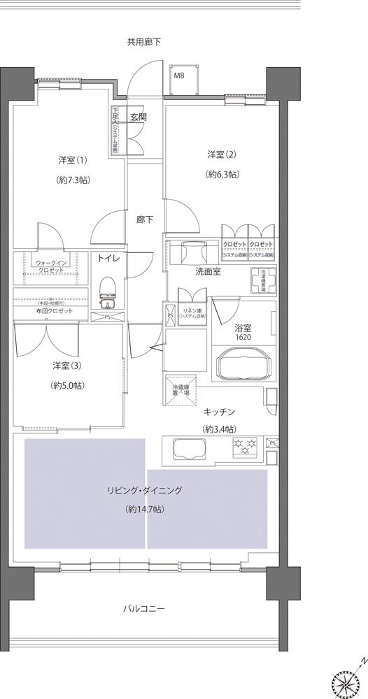レーベン鶴岡 GRAN MARK TERRACE 間取り CAタイプ