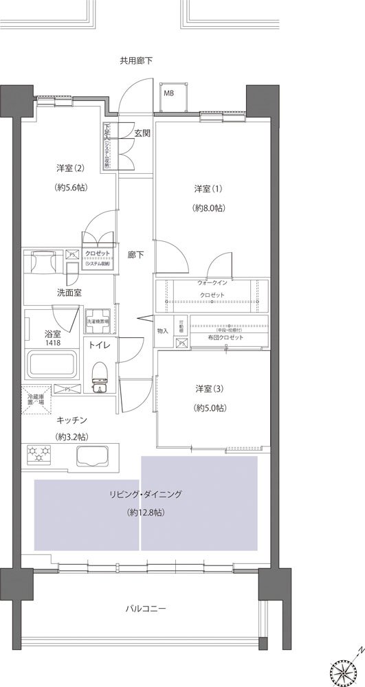 レーベン鶴岡 GRAN MARK TERRACE 間取り CHタイプ
