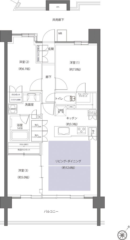 レーベン鶴岡 GRAN MARK TERRACE 間取り BDタイプ