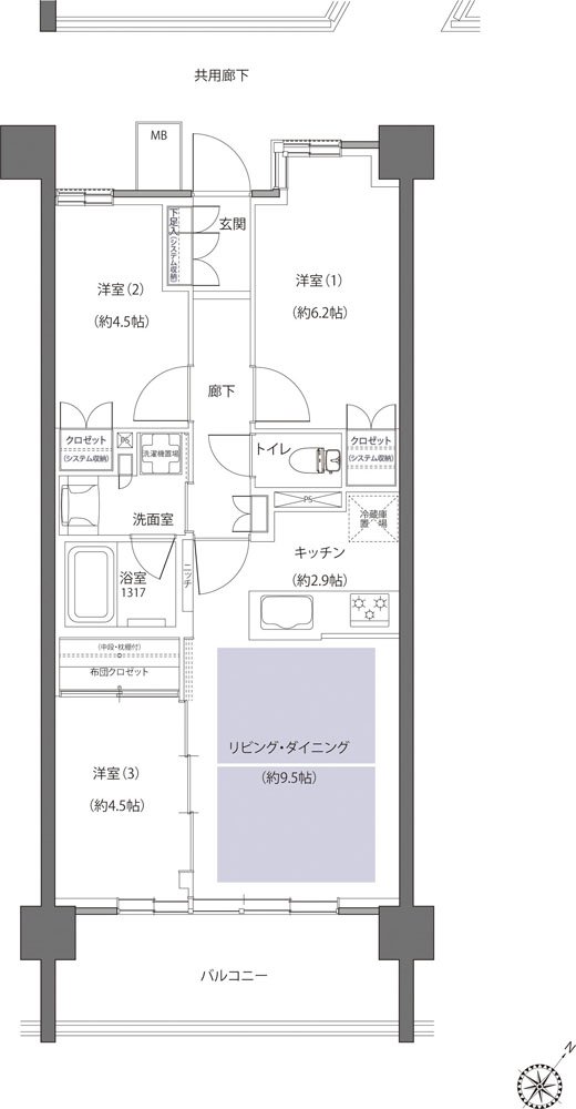 レーベン鶴岡 GRAN MARK TERRACE 間取り BCタイプ