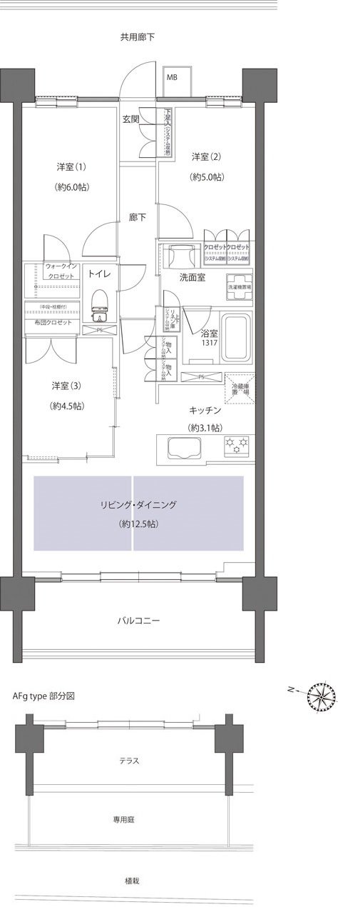 レーベン鶴岡 GRAN MARK TERRACE 間取り AFgタイプ