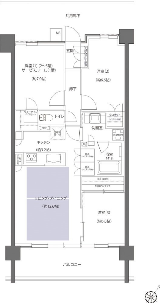 レーベン鶴岡 GRAN MARK TERRACE 間取り BEタイプ